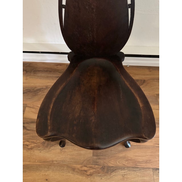 Pair of Antique 19th Century Music Room Chairs | String Instrument Lyre Form Carved Wood Side Chairs | Victorian Parlor Chairs For Sale - Image 4 of 5