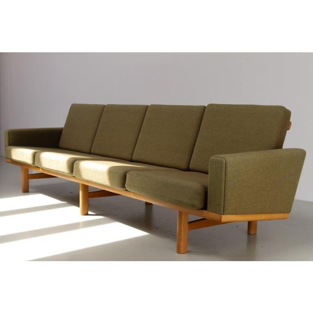 Danish modern oak sofa ge-236/4 by hans j. Wegner for getama, 1960s. iconic scandinavian mid-century modern four seater...