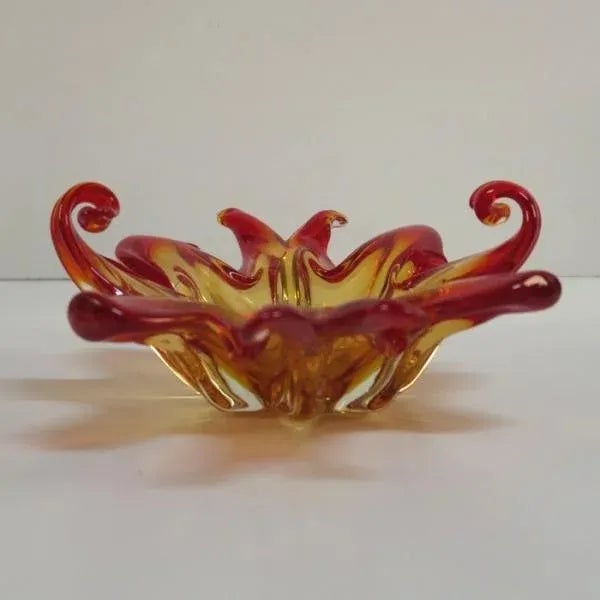 Vintage Orange Murano Glass Bowl For Sale - Image 9 of 9