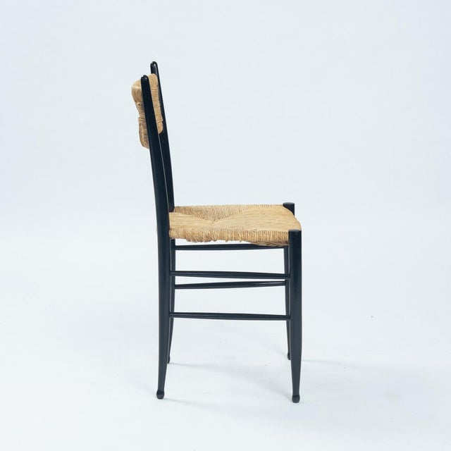 Spinetto Dining Chairs in Ebonised Straw by Chiavarine Fratelli, 1950s, Set of 4 For Sale - Image 4 of 18