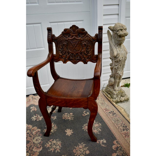 Antique Carved Oak Tudor Style U Shaped Chair Chairish