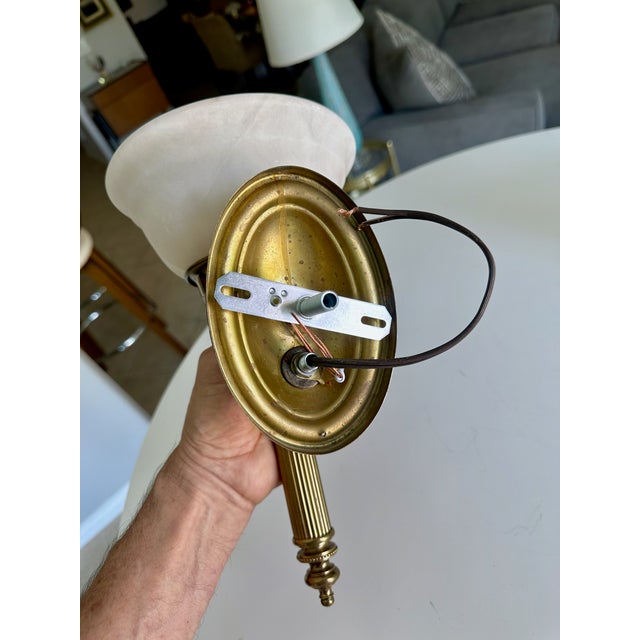 French Devoluy Hand Torch Brass Wall Sconces For Sale - Image 13 of 18