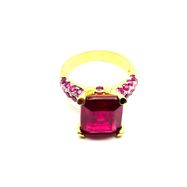 Bochic "Orient" Vintage African Ruby & Diamond Ring Set 18K Yellow Gold &Silver For Sale - Image 9 of 18