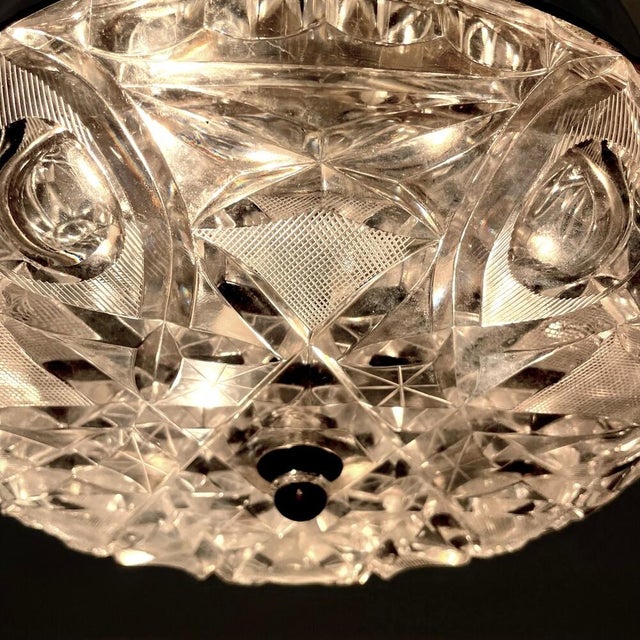Mid-Century Modern UFO-Shaped Hanging Light in Cut Glass and Chrome, 1970s For Sale - Image 9 of 16