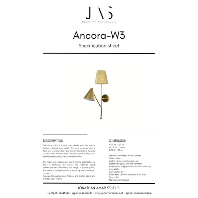 Ancora W3 Contemporary Brass Articulating Double Wall Light, Flow Collection For Sale - Image 10 of 10