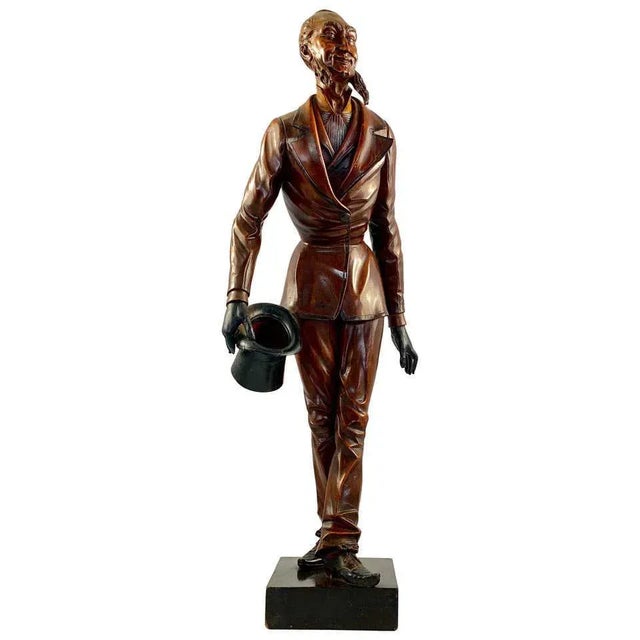 19th Century European Polychrome Carved Wood Figure of a Dickensian Character For Sale - Image 9 of 9