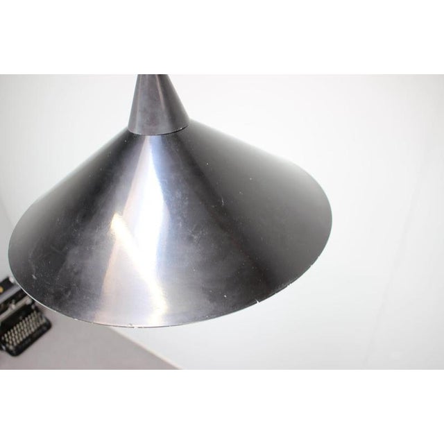 Czechoslovakian Space Age Pendant Lamp in Black Metal, 1970s For Sale - Image 6 of 12