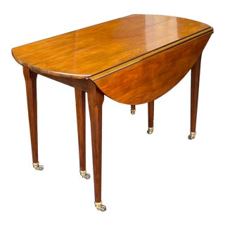 Space Saving Baker Furniture Pembroke Style Mahogany Drop Leaf Dining Table - 2 Leaves For Sale