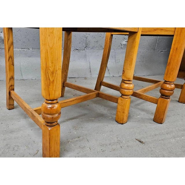 Wood Art Deco British Oak Panel Back Side Chairs, 1930, Set of 2 For Sale - Image 7 of 9