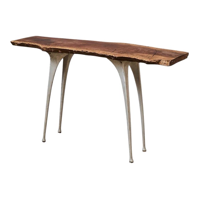 French Vintage Live Edge Modernist Entry Table For Sale