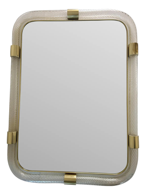 Scenographic Italian Torciglione-Torchon Murano Glass Wall Mirror by Simoeng for Simoeng