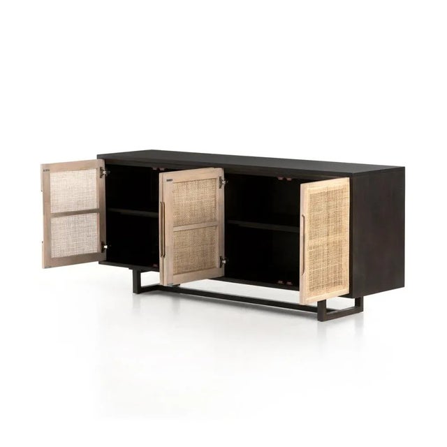 Tan Four Hands Clarita Black Mango and Natural Cane Sideboard For Sale - Image 8 of 13