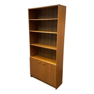 Scandinavian Designs Veneer Bookcase + Storage, Vintage For Sale