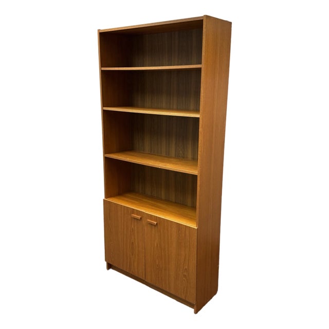 Scandinavian Designs Veneer Bookcase + Storage, Vintage For Sale