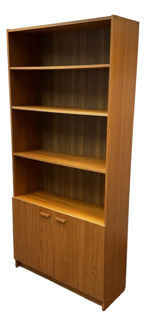 Scandinavian Designs Veneer Bookcase + Storage, Vintage