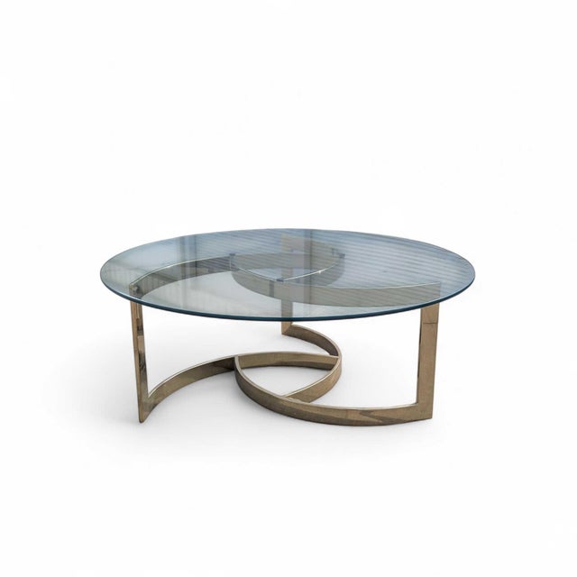 Mid 20th Century Mid 20th Century Brass and Glass Interlocking Geometric Coffee Table For Sale - Image 5 of 18
