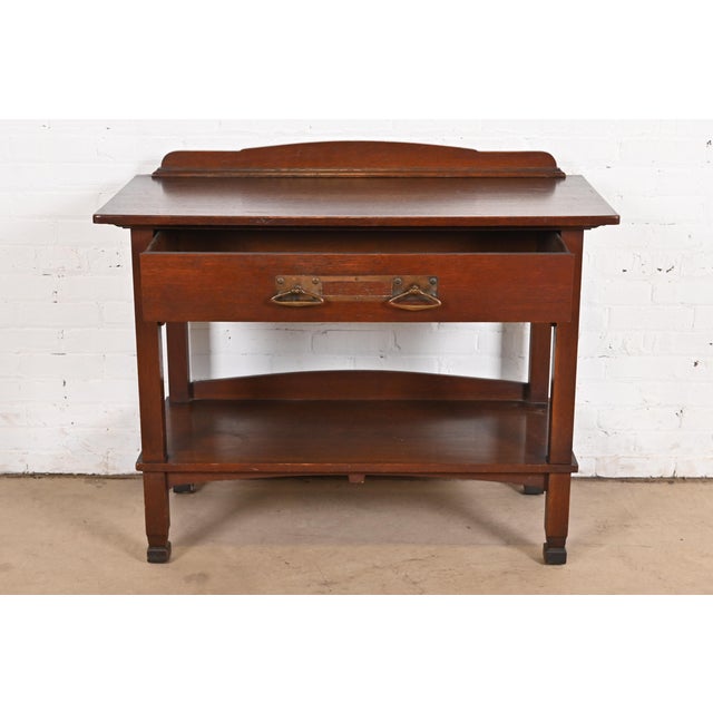 Early 20th Century Stickley Brothers Style Antique Mission Oak Arts & Crafts Sideboard Buffet Server, Circa 1900 For Sale - Image 5 of 12