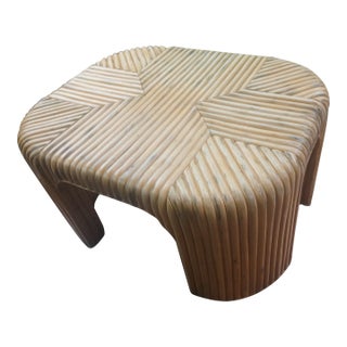 Vintage Split Reed Bamboo Waterfall Coffee Table For Sale