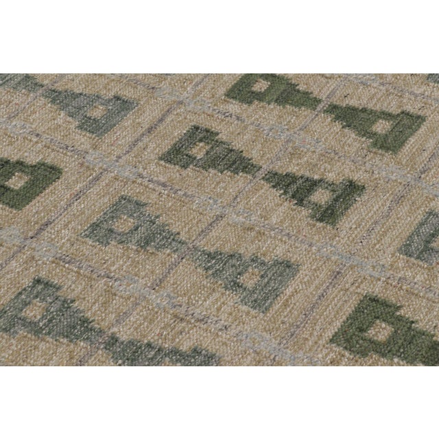 Textile Rug & Kilim’s Scandinavian-Inspired Rug, Hourglass Geometric Patterns in Green For Sale - Image 7 of 10