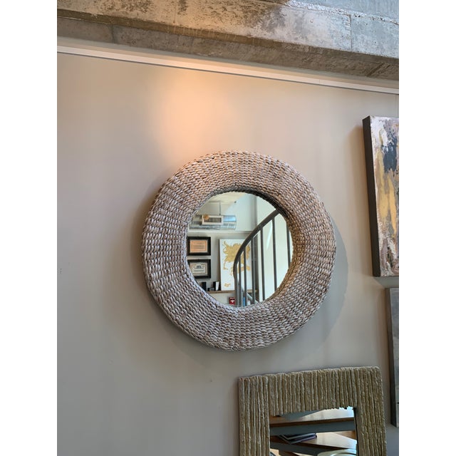 Rattan White Washed Round Wall Mirror Chairish