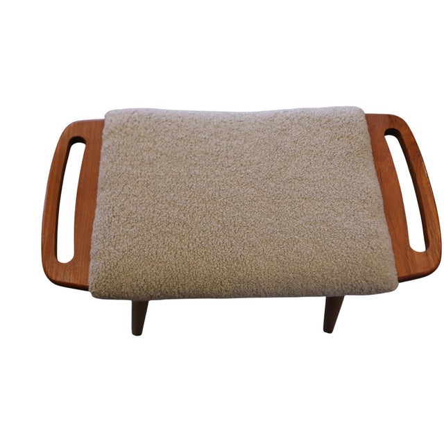 Mid-Century Modern Danish Teak Stool with Shaped Handles, 1960s For Sale - Image 3 of 10