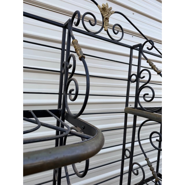 French Antique French Iron & Brass Bakers Rack / Etagere With Laurel Crest, Circa 1900 For Sale - Image 3 of 12