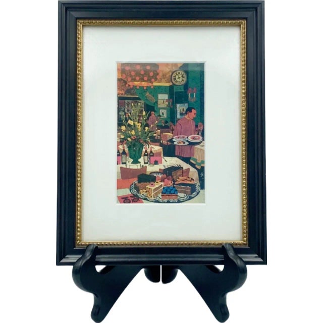 Mid 20th Century Mid 20th Century Russian Tea Room Nyc Restaurant Postcard Framed For Sale - Image 5 of 12