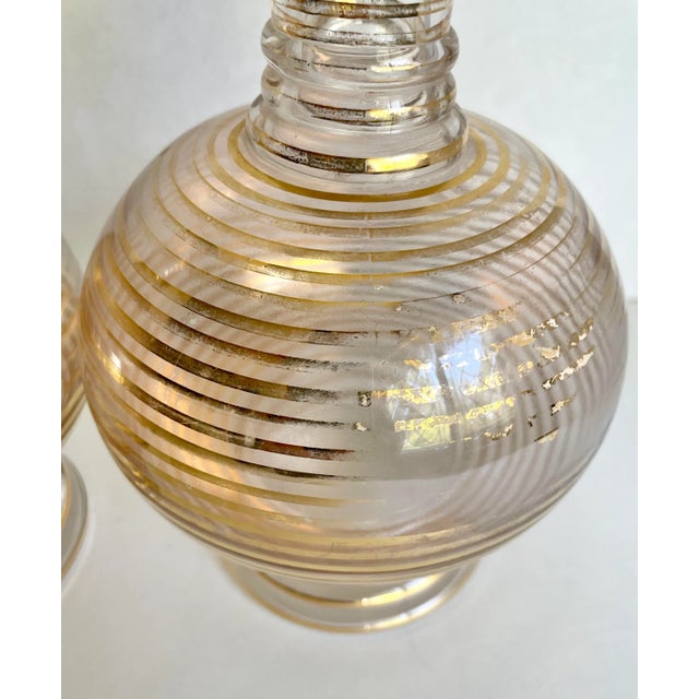 Early 20th Century Pair of Art Deco Gold Striped Glass Decanters For Sale In Los Angeles - Image 6 of 12