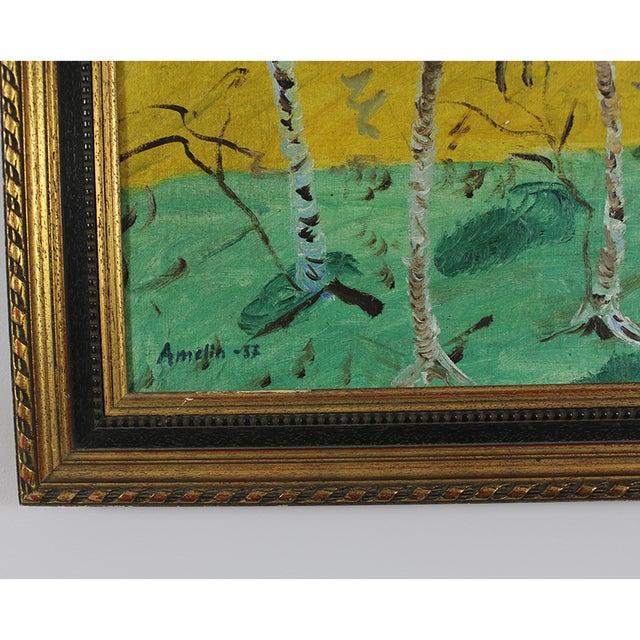 1950s Albin Amelin, Scandinavian Seascape with Birch Trees, Oil on Canvas, 1957 For Sale - Image 5 of 7