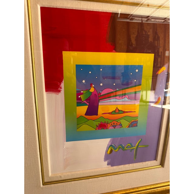 Contemporary 1970s Peter Max, "2 Sages With Stars" Framed Oil Painting Mixed Media Hand Signed For Sale - Image 3 of 7