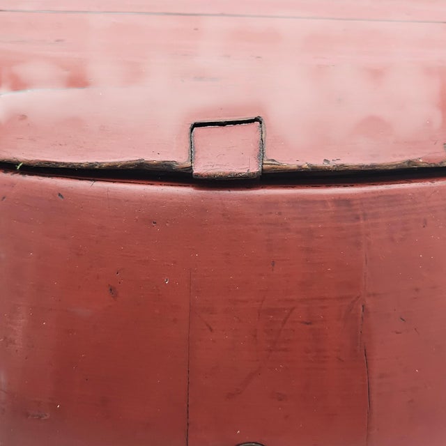 Chinese Red Lacquer Rice Bucket Decorative Storage Container 13" For Sale In San Francisco - Image 6 of 15
