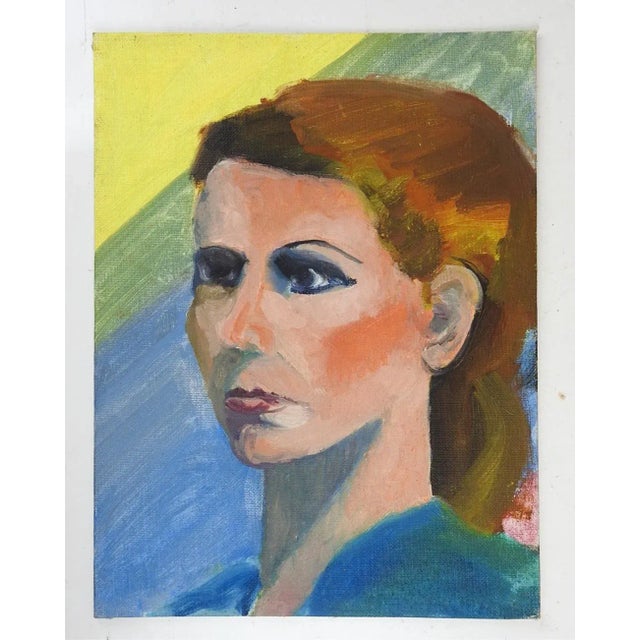 Mid-Century Modern Vintage Mid 20th Century Modernist Portrait of Woman Painting For Sale - Image 3 of 3
