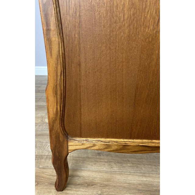 Vintage French Louis XVI Double Bed Frame in Oak with Carved Headboard For Sale - Image 6 of 11
