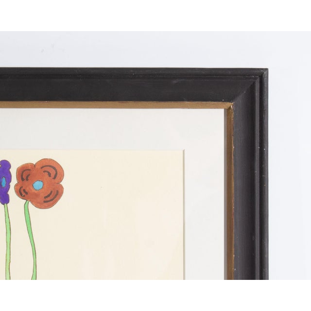 1991 "Fictitious Flowers #2" Gouache Painting by Steven Conant For Sale In Indianapolis - Image 6 of 8