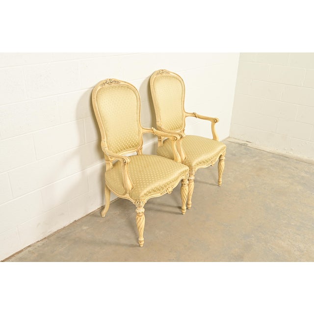 Karges Furniture Karges French Regency Louis XVI Cream Lacquered Armchairs, Pair For Sale - Image 4 of 14