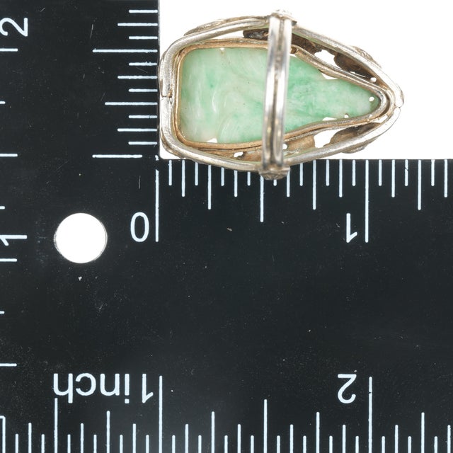 Metal sz4.25 Antique Chinese carved Jade ring mounted in silver For Sale - Image 7 of 8