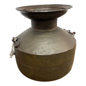 Large Hammered Metal Water Vessel + Rope Handles