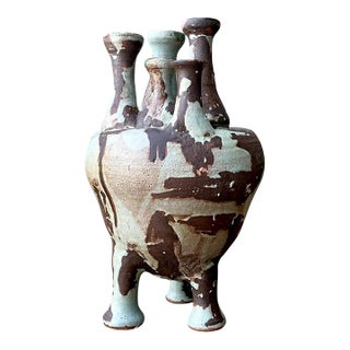 Vintage Multineck Ceramic Vessel For Sale