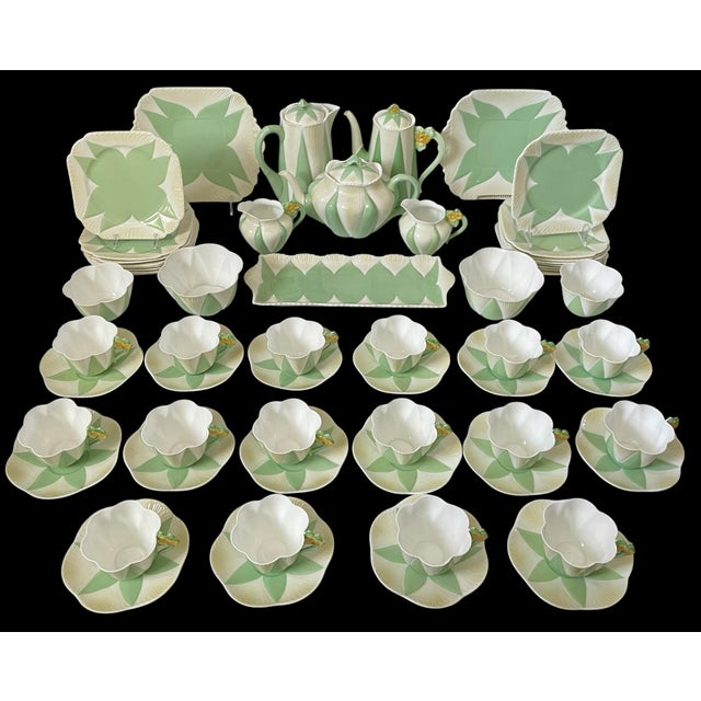 Amazing RARE Shelley "Apple Green Star" China Tea Service — England, c. 1925–1940A stunning and highly collectible vintage...