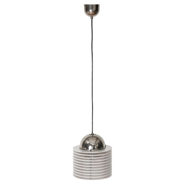 Mid-Century White Acrylic and Chrome Pendant Light, 1970s For Sale - Image 9 of 9