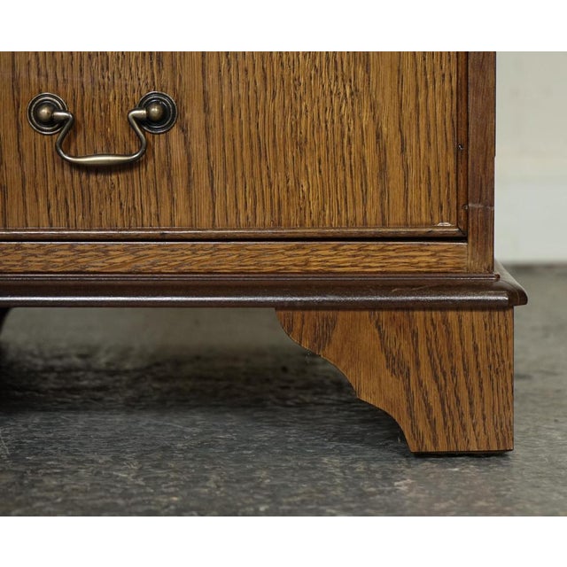 Vintage Oak Office Filling Cabinet with Two Drawers& Brown Leather Top For Sale - Image 6 of 15
