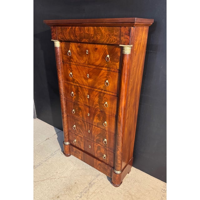 Tall Empire French Chest of Drawers, 1830s For Sale - Image 16 of 18