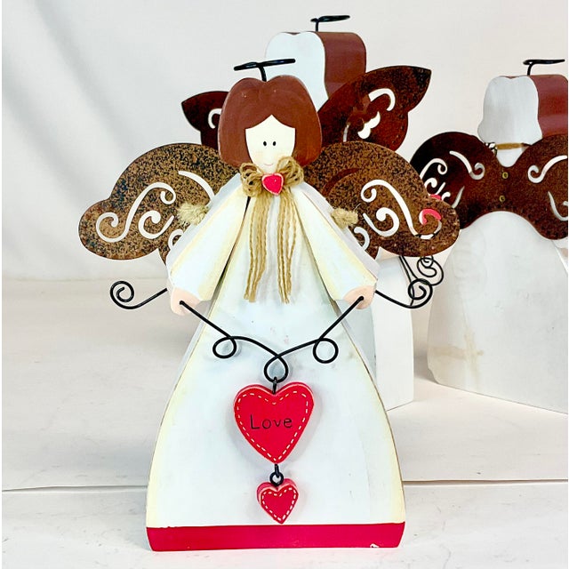 1990s Vintage Boho Chic Arts & Crafts Valentine Angels - Set of 5. For Sale - Image 9 of 11