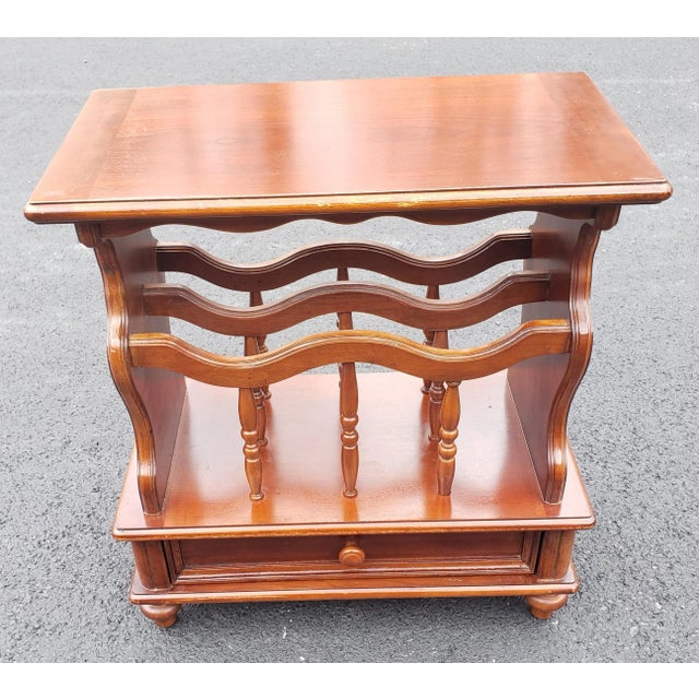 Canterbury Style Cherry Magazine Rack Side Table With Drawer For Sale - Image 9 of 9