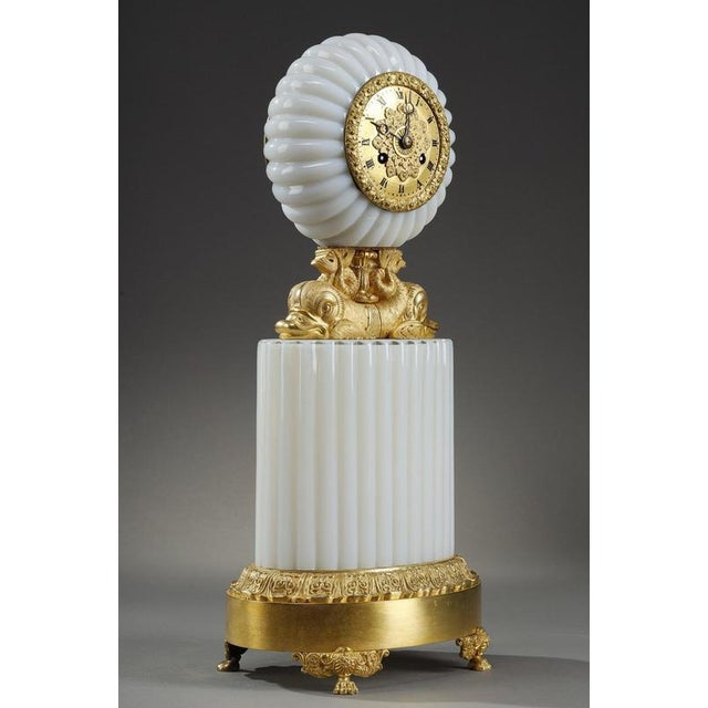 Glass Charles X Opaline Clock with Dolphins, 1820 For Sale - Image 7 of 18