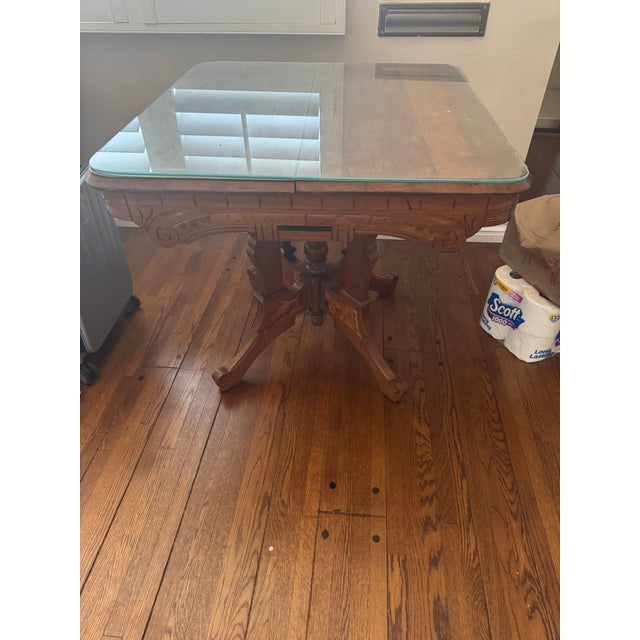 Wood Late 19th Century Eastlake Walnut Parlor Table With Burl Inlays For Sale - Image 7 of 9