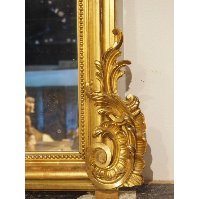 French A Grand Antique French Napoleon III Gold Leafed Mirror, Circa 1860 For Sale - Image 3 of 18