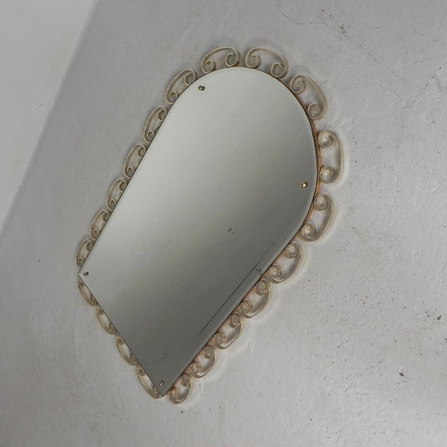 Mid-Century Modern Vintage Faceted Mirror in Aluminum Frame, 1950s For Sale - Image 3 of 13
