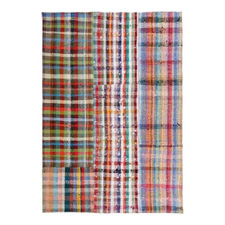 Vintage Turkish Kilim Flatweave Wool Rug With Multicolor Geometric Pattern For Sale