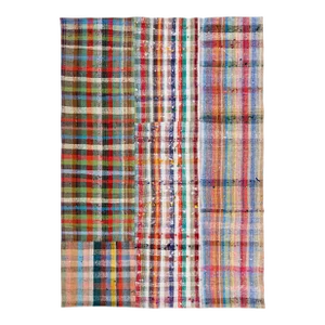 Vintage Turkish Kilim Flatweave Wool Rug With Multicolor Geometric Pattern